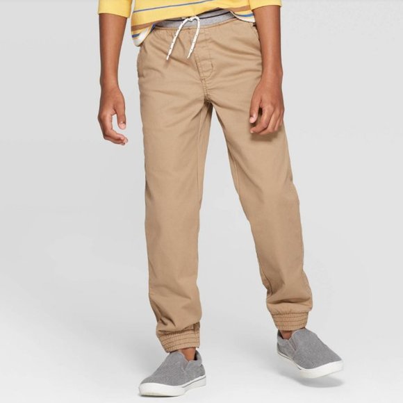 Cat & Jack Other - Stretch Pull-On Jogger Fit Khaki Pants with Soft Tie Waistband & Back Pockets